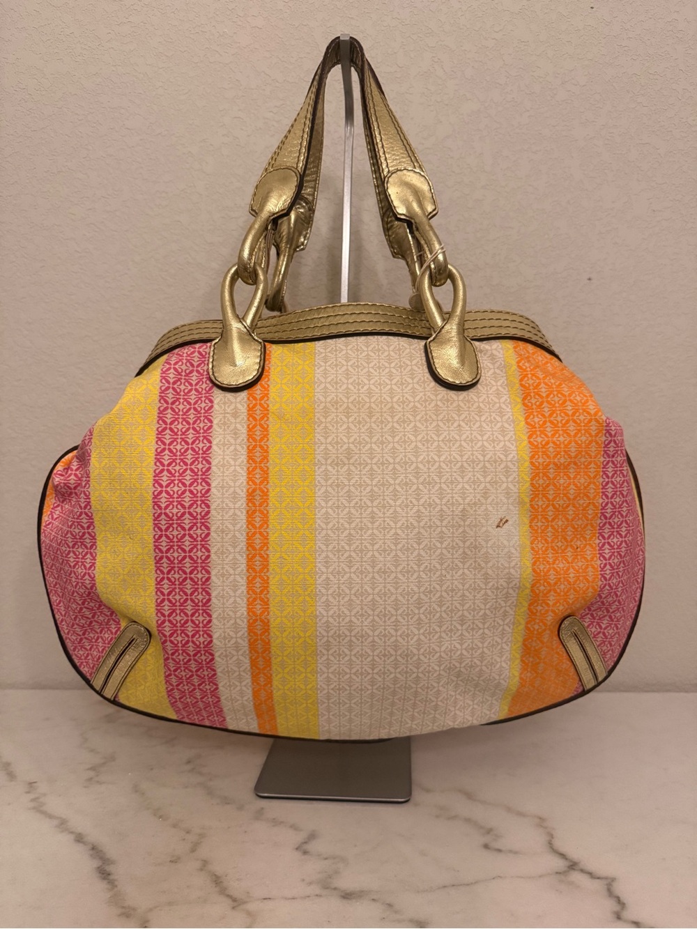 Loewe Anagram "New Road" Striped Canvas Fiesta Satchel XL Bag-GUC! - Picture 8 of 17